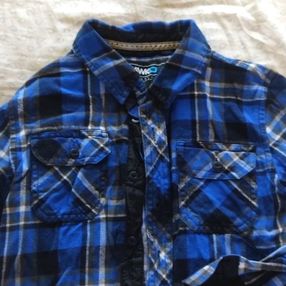 Tony Hawk Boys Med Blue Plaid Button Flannel Shirt - Picture 2 of 5